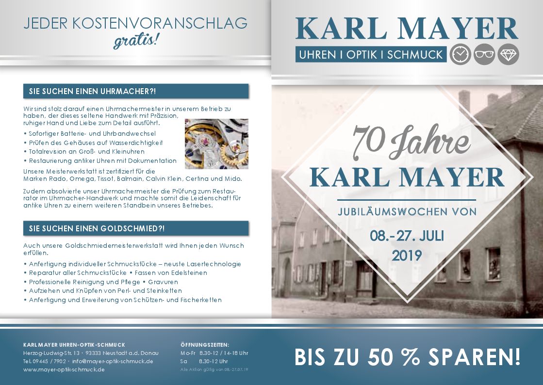 70 Jahre Karl Mayer - Filiale Neustadt an der Donau - Seite 1